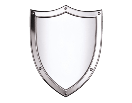 A polished metallic shield design with a blank , ideal for customizable graphics and emblems. png