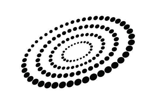 Black Elliptical Spiral Pattern Made of Dots on a White Background abstract ellipse vector