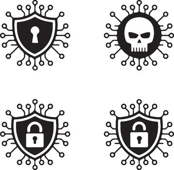Cyber Security Shield Lock Circuit Set vector