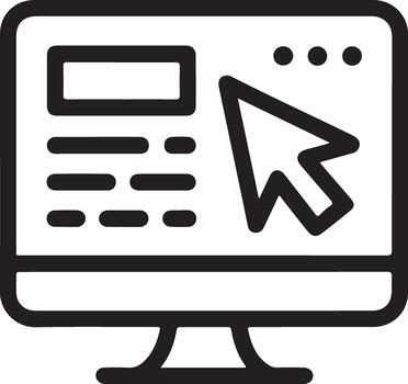 web desarrollo línea icono computadora cursor vector