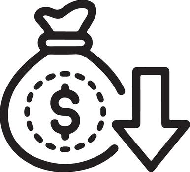 Money Bag Decrease Icon Concept Outline vector