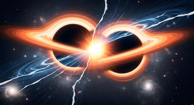 Cosmic Collision Two Black Holes Merge in a Dazzling Display of Galactic Power and Stellar Formation photo