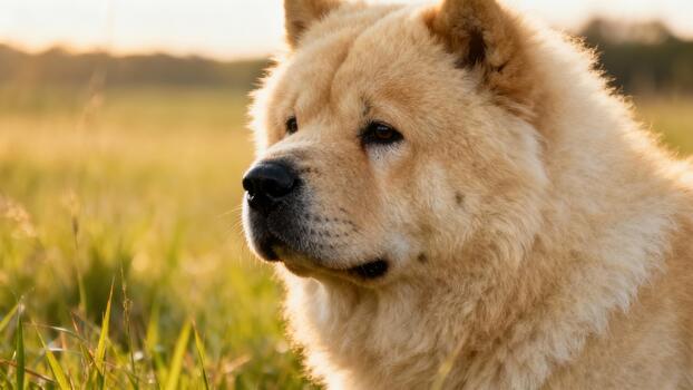 A shiba inu dog is standing in the grass photo