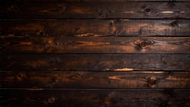 Horizontal dark wooden planks present a rich textured surface background photo
