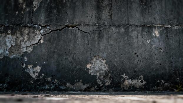 Weathered concrete surface displays significant texture and structural deterioration photo