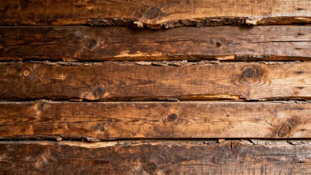 Weathered, rough-hewn wooden planks form a rustic background texture photo