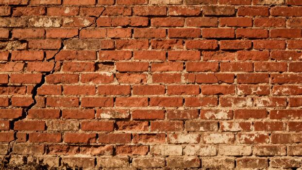 Weathered, cracked masonry structure displays rough texture and visible signs of age photo