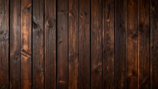 Vertical dark brown wooden planks create a richly textured background surface. photo