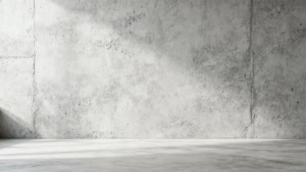Interior space featuring raw concrete wall texture with diagonal light patterns across floor and surface photo