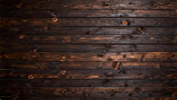 Dark stained wooden planks create a rustic, textured background surface photo