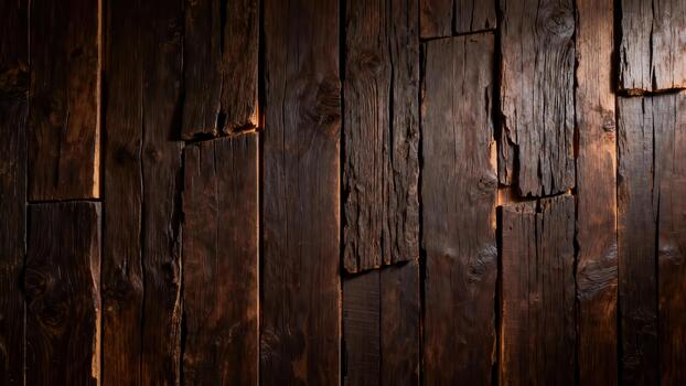 resistido y texturizado oscuro marrón de madera tablones formar un rústico vertical antecedentes superficie. foto