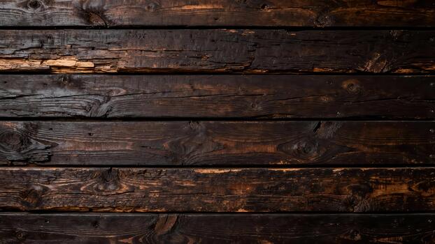 Richly textured dark wooden planks display an aged and rustic surface pattern photo