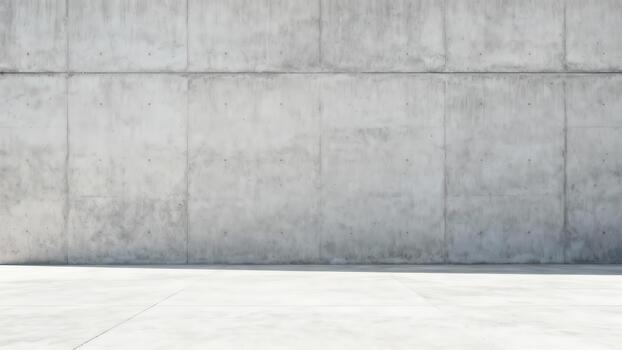 Minimalist concrete wall and floor provides a stark, textured background for design. photo