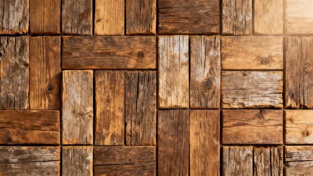 Rough reclaimed wood planks form a rustic textured wall covering photo