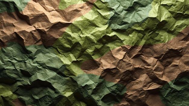 Crumpled paper camouflage pattern creating abstract texture background photo