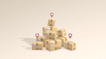 parcelas caixa ou cartão caixas com ponteiro PIN localização Entrega transporte logística conceito animação . Entrega serviço animação fundo. adequado para negócios, anúncio. video