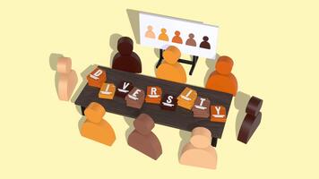 animado diversidade palavra em encontro mesa. diversidade conceitos. diversidade e equidade. adequado para educacional e explicador. video