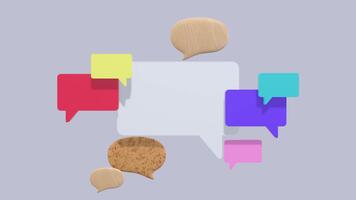 animado 3d discurso bolha. conversando, conversação, diálogo, social meios de comunicação conceito. adequado para conteúdo , anúncio, explicador , o negócio Serviços e apresentação. video