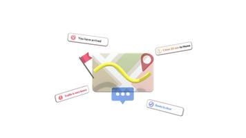 GPS navegação, mapa, cidade mapa e localização conceitos. GPS navegação rota com ponteiros. animado mapa com localização alfinetes e discurso bolha. adequado para negócios, tecnologia e explicador. video