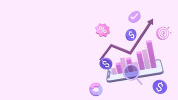 animado 3d Barra gráfico exibindo o negócio crescimento e mercado tendências com cópia de espaço. crescimento o negócio e receita aumentar conceitos. adequado para explicador , finança e negócios. video