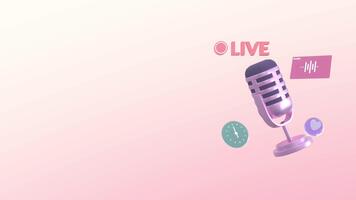 podcast, entrevista, discussão, conversação, falar, viver bater papo, gravação, falando em ar conceptual 3d animação com cópia de espaço. adequado para introdução , propaganda e social meios de comunicação contente. video