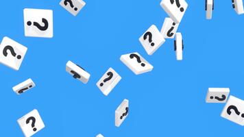 questão marca sinais queda baixa animação. 3d animado questão marca, questão marca, questão marca animação. adequado para apresentação, explicador, o negócio e marketing. video
