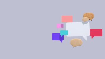 animerad 3d Tal bubbla med kopia Plats. lämplig för innehåll , explainer , företag tjänster, presentation och annons. chattar, konversation, dialog, social media begrepp. video