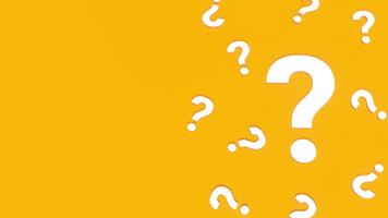 animerad fråga märken isolerat på orange bakgrund med kopia Plats. fråga mark animation, fråga mark animerad. lämplig för presentation, explainer och företag marknadsföring. video
