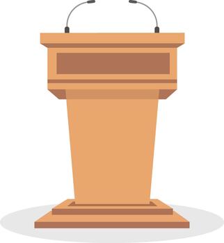 Wooden Podium or Lectern with Dual Microphones - Presentation and Speech Platform vector