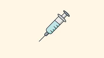 klotter spruta injektion slinga. 4k injektion animering med dykare tryck, vätska försvinna och mjuk pastell bakgrund. perfekt för medicinsk, sjukvård, vaccination och vetenskap projekt. video