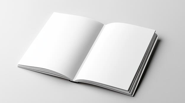 An open book on a white surface photo