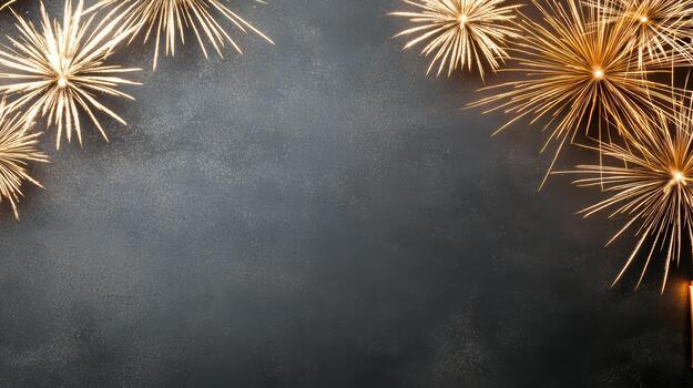 Golden firework on a black background photo