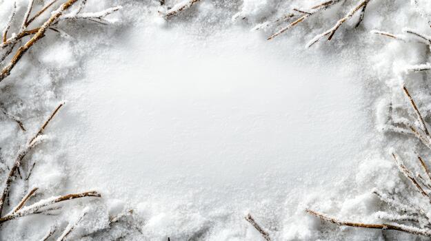 Winter frame with snow on the ground photo