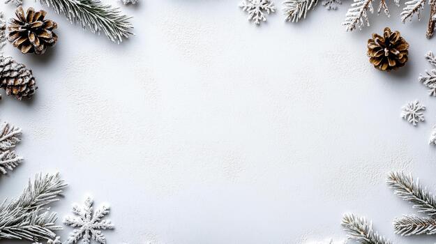 Navidad marco con abeto ramas y nieve copos en blanco antecedentes foto