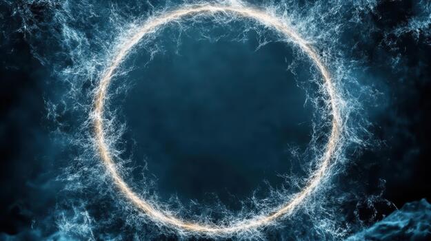 A circle of light on a dark background photo