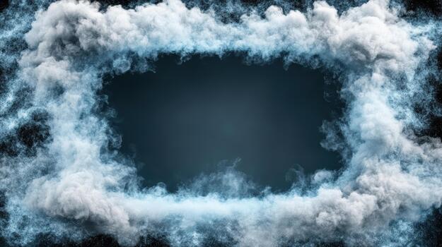 A blue square frame with smoke coming out of it photo
