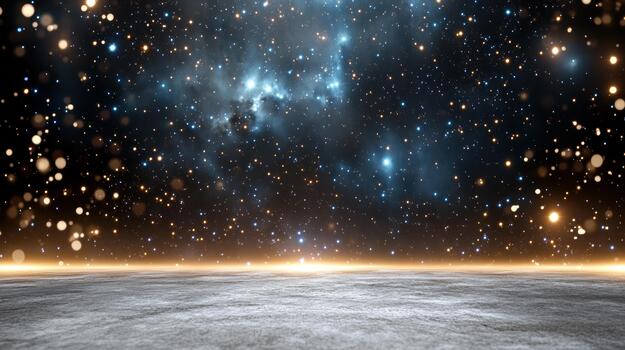 An image of a starry night sky with a light shining on it photo