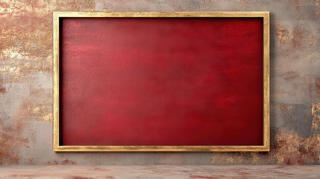A red frame on a wall with a gold frame photo