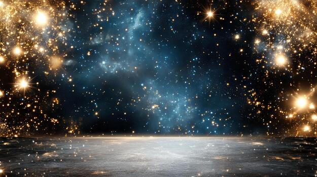 An empty room with stars and a black floor photo