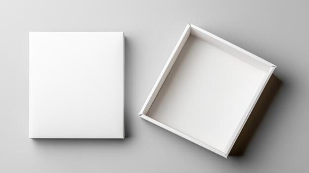 An empty white box on a gray surface photo