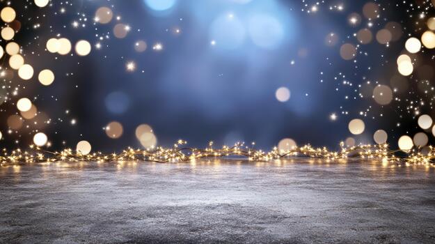 Christmas background with christmas lights and bokeh photo