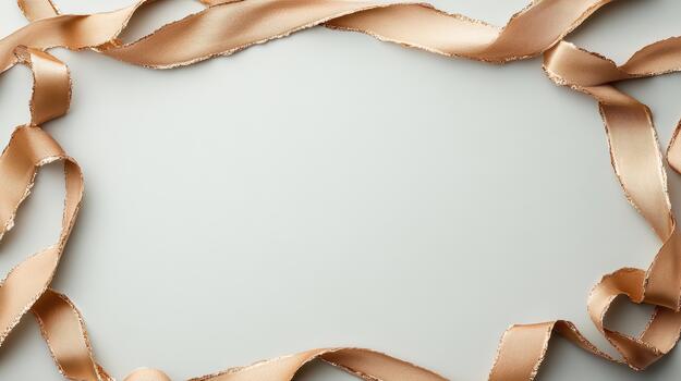 A circle of gold ribbon on a white background photo