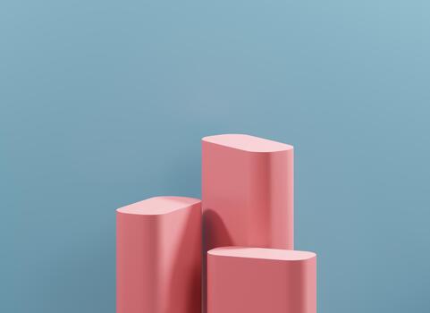 Pink and Blue Minimal Podium Platform For Product Display Showcase Presentation Background 3D Rendering photo