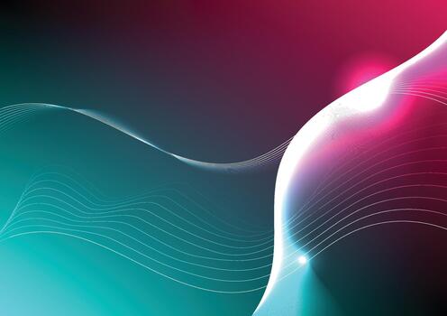 Abstract Wave Design with Soft Gradient in Pink and Teal Background vector