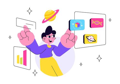 Intelligent Learning Solutions Illustration Displaying Future Focused Academic Devices In A Modern Education Setting vector