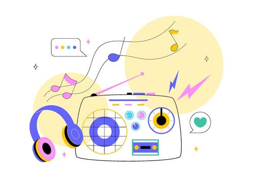 Broadcast Appreciation Day Depicting Audio Technology and Worldwide Communication in a Minimal Flat Scene vector