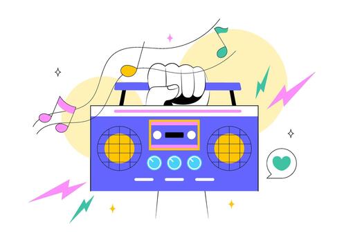 International Radio Day Illustration Featuring Broadcast Devices and Modern Communication in a Simple Flat Layout vector