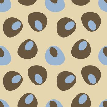 Pattern of smooth oval stones, harmonious shapes, and an abstract background of pebbles with colorful centers. Spa and relaxation. Tranquility and harmony. vector