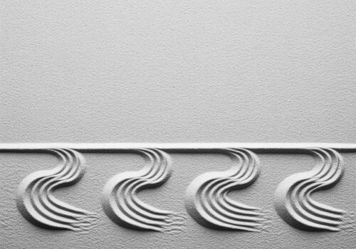 Serene fine gray sand texture with four distinct wavy zen garden patterns photo