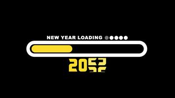 nuovo anno 2026 Caricamento in corso animazione con giallo progresso bar Riempimento su per svelare il festivo saluto. contento nuovo anno 2025 per 2026 svelare festeggiare il imminente anno con digitale conto alla rovescia transizione. video